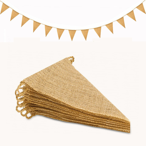 3M 13 Flags Vintage Jute Hessian Burlap Bunting Banner Wedding party Photography Props Celebration Party Decoration Banner ► Photo 1/6