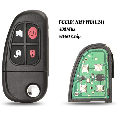 jingyuqin 4 Buttons Flip Folding 433mhz 4D60 Chip Remote Control Car Key Fob Replacement For Jaguar X-Type S-Type XJ XK Type ► Photo 1/5