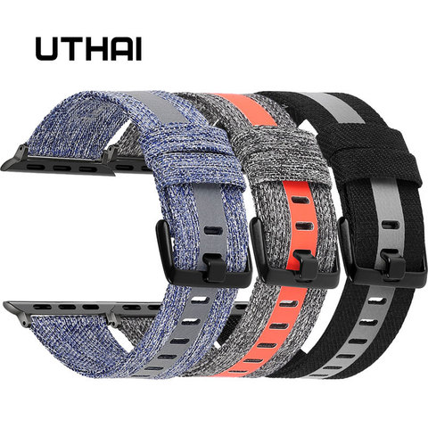 UTHAI Apple canvas watch strap For iWatch 3/2/1 38mm 42mm For iWatch 4/5 40mm 44mm Watch Accessories For Apple Watch watchband ► Photo 1/6