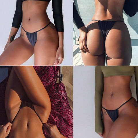 Women Sexy Bikini Brazilian Side-tie Cheeky Bottoms Thong V Swimwear  Swimsuit