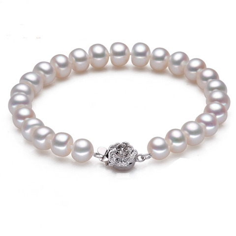 YKNRBPH Natural Real Pearl Bracelets For Women‘'s Freshwater Pearl Beads Hart Clasp,Multi Color Pearl Charm ► Photo 1/4