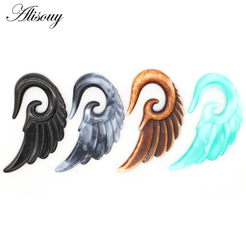 Alisouy 2pcs Unique Spiral Acrylic Heart Wing Feathers Women Ear Plugs Tunnels Taper Stretcher Expander Piercing Body Jewelry ► Photo 1/6