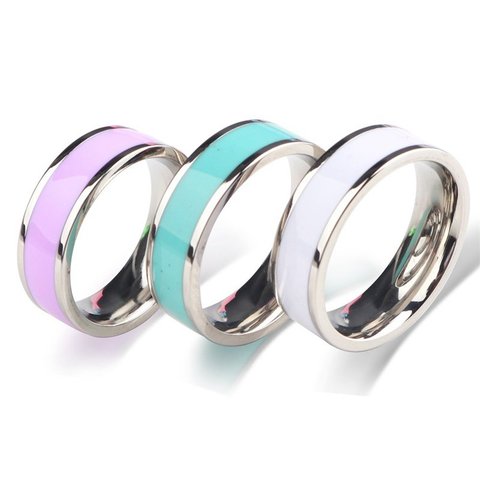 2022 Hot Fashion Lovers Sweetheart Jewelry Valentine Ring Ceramic 316L Stainless Steel Couple Simple  Female Male Memorial Gift ► Photo 1/6