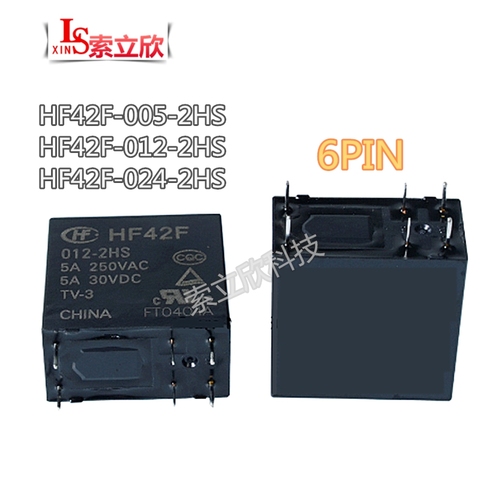 10PCS  NEW relay HF42F-005-2HS HF42F-012-2HS HF42F 012 2HS HF42F-024-2HS 5A 250VAC 5V 12VDC 24V 6PIN high quality Power relay ► Photo 1/1