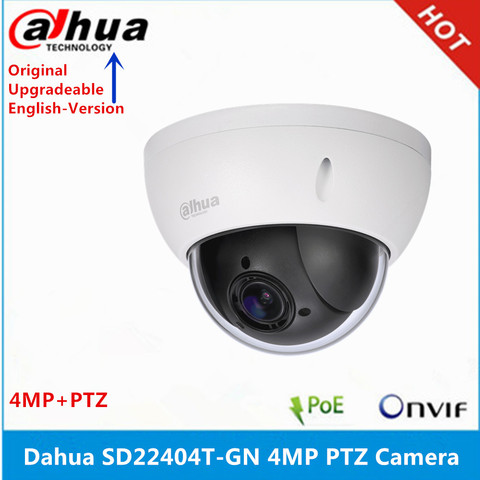 Original Dahua SD22404T-GN  4MP Full HD Network Mini PTZ IP Dome 4x optical zoom lens DH-SD22404T-GN POE Camera ► Photo 1/4