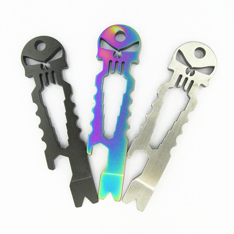 Crowbar pendant keyring Beer Bottle Opener multi pocket tool Prybar Pry bar gadget camp hike outdoor Skull ► Photo 1/1