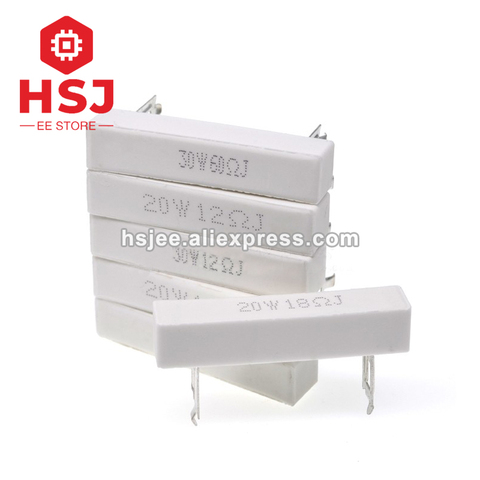 20W high power high-frequency ceramic cement resistors soundboxes frequency dividers 0.5R 1R 3R 10R 12R 18R 20R 30R 60R 220R Ohm ► Photo 1/3