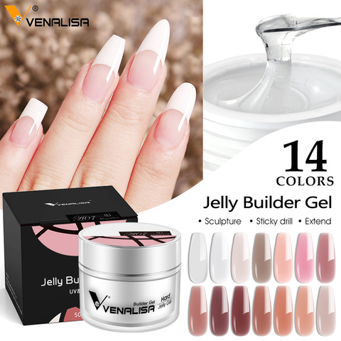 hard jelly builder nail extend gel Venalisa poly nail gel 15ml nail art french nail DIY gum clear camouflage color fibreglass ► Photo 1/6