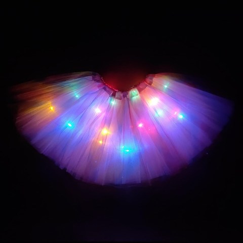 2022 new year Gradation Light LED Kids Coloured lights Tutu Skirt Princess Party Tutus Tulle  Child Ballet Dance skirt Rainbow ► Photo 1/6
