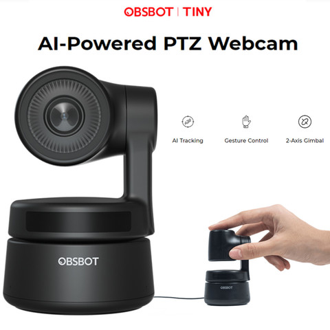 AI-Powered AI Tracking Zoom PTZ Webcam, OBSBOT Tiny 2-Axis Gimbal Full HD 1080p Video Chat Online Meeting Online Live Streaming ► Photo 1/6
