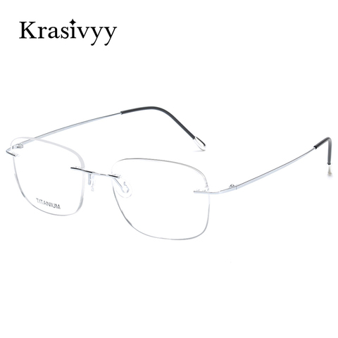 Krasivyy Classic Pure Titanium Rimless Glasses Frame Men Optical Prescription Eyewear Ultralight Frameless Eyeglasses for Men ► Photo 1/6