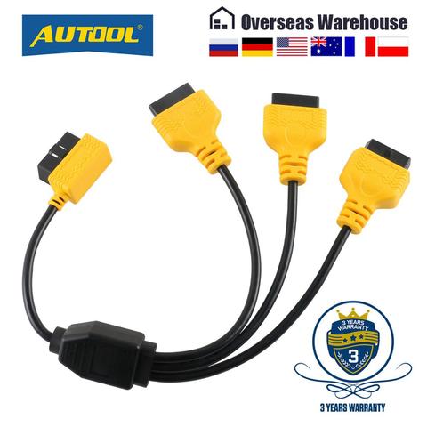 AUTOOL OBD2 Splitter Cable OBD 2 Extend Y Cables 1 to 3 Converter Adapter Wire 50cm J1962M to 3-J1962F OBD2 Extension Split Cord ► Photo 1/6