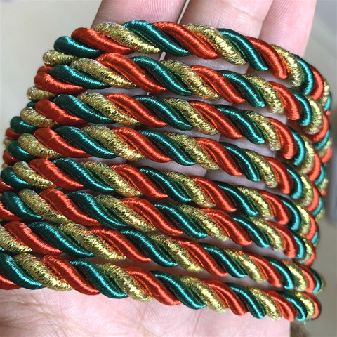ZERZEEMOOY Christmas Cord DIY Handmade 3mm 5mm Solid Color 3 braided Thread Decorative Twisted Satin Polyester Twine String 5Y ► Photo 1/4