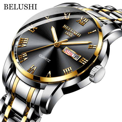 BELUSHI Top Brand Watch Men Stainless Steel Business Date Clock Waterproof Luminous Watches Mens Luxury Sport Quartz Wrist Watch ► Photo 1/6