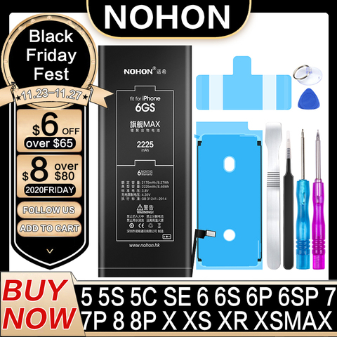 NOHON Lithium Battery For Apple iPhone 6S 6 7 8 Plus iPhone X SE 5S 5 XR XS Max Replacement Battery For iPhone6S iPhone7 Bateria ► Photo 1/6