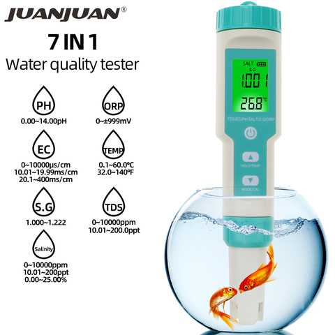 7 in 1 ORP/Salinity/PH/TDS/EC/SG/TEMP Meter Digital PH Tester ORP Monitor Water Quality Detector for Pool Soup Aquarium 30%OFF ► Photo 1/6