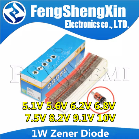 100pcs 1W Zener Diode 5.1V 5.6V 6.2V 6.8V 7.5V 8.2V 9.1V 10V 1N4733A 1N4734A 1N4735A 1N4736A 1N4737A 1N4738A 1N4739A 1N4740A ► Photo 1/3