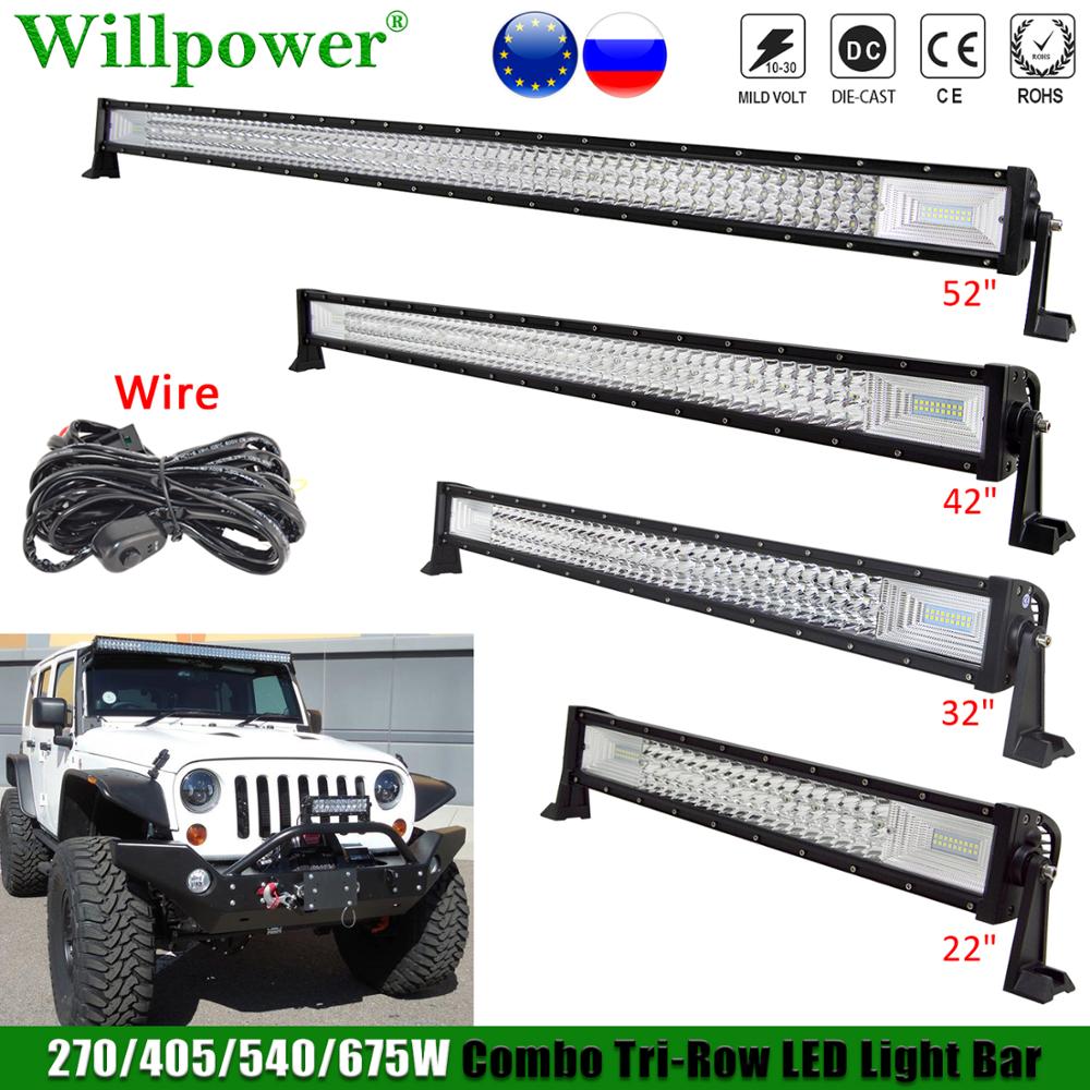 Car Roof 3 row 22 32 42 52 LED Work Light Bar For Jeep Dodge Chevy  Polaris UTV Pickup SUV Offroad 4x4 Truck Fog Driving Lamp - Price history &  Review