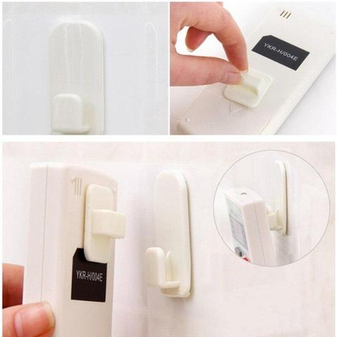 2 pairs Sticky Hook Set Plastic Hooks TV Air Conditioner Remote Control Key Practical Wall Storage Holder Strong Hanger ► Photo 1/6