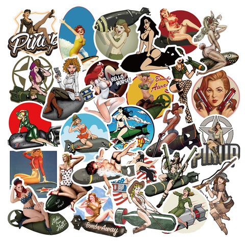 50PCS Mixed World War II Sexy Pin Up Girl Poster Stickers DIY Stickers For Car Phone Motorcycle Luggage Laptop Decal Stickers F4 ► Photo 1/6