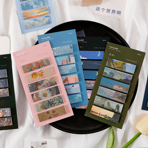 90 sheets/set INS Style Fancy Scenery Self-Adhesive Sticky Notes Memo Pad To Do List Planner Sticker Cute Stationery Gift ► Photo 1/5