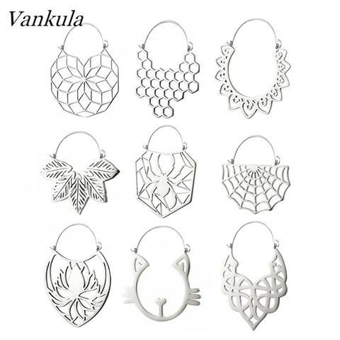 Vankula 2PCS New Fashion Ear Tunnels Light Weight Jewelry Ear Piercing Hangers Stainless Steel Ear Plug Tunnel For Sell ► Photo 1/6