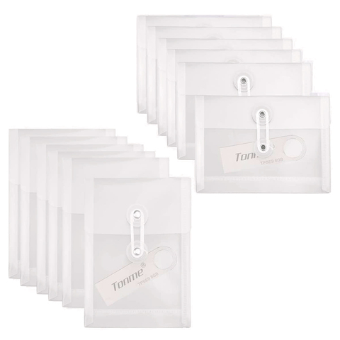 5PCS A6 Transparent File Document Bag Pouch Plastic Envelope Mini Storage Organizer with Button & String Tie Closure ► Photo 1/6