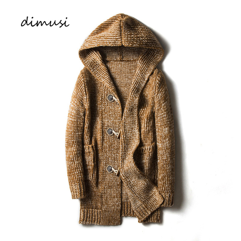 DIMUSI Winter Men's Sweaters Fashion Male Long Knitted Sweater Hooded Coats Casual Slim Fit Knitted Cardigan Jackets Clothing ► Photo 1/6