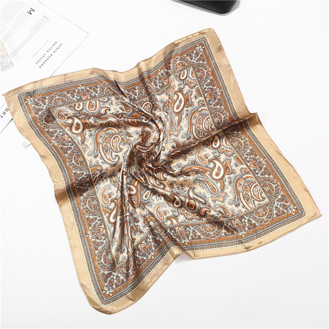 Bandana Square Satin Faux Silk Scarf Women Summer Bohemian Luxury Paisley Female Scarves Indian Kerchief Foulard Cheveux Femme ► Photo 1/6