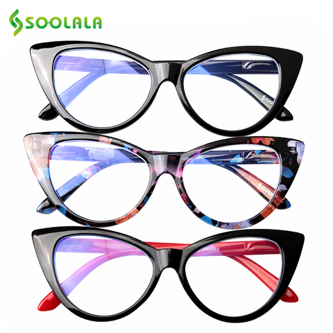 SOOLALA Anti Blue Light Blocking Cat Eye Reading Glasses Women Floral Eyeglasses Frame Presbyopic Reading Glasses +1.0 to 4.0 ► Photo 1/6