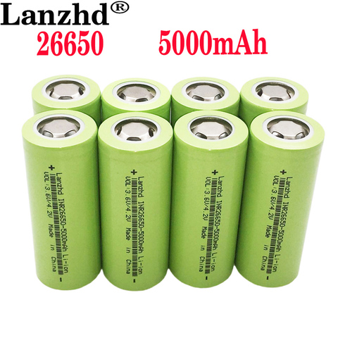 1-10PCS New batteries 26650 rechargeable battery 50A lithium battery 3.7V 5000mA Suitable for Power Tools ► Photo 1/5