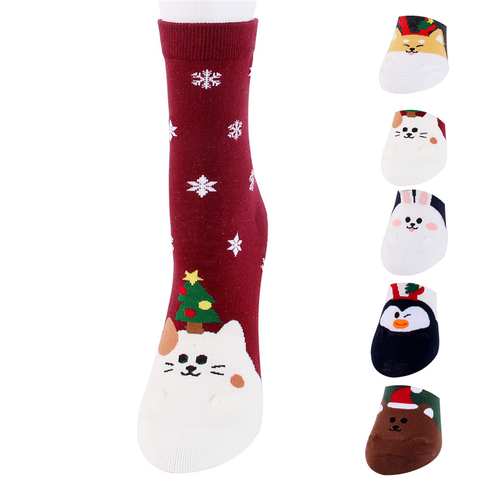 2022 New Arrival cartoon socks women autumn-winter colorful striped funny socks lady and women's cute animal cotton socks ► Photo 1/6