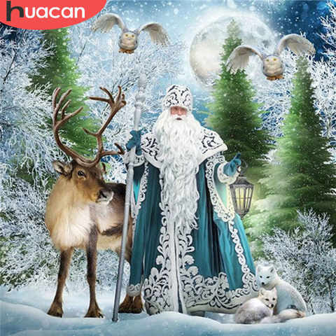 HUACAN Full Square/Round 5d Diamond Painting Christmas Winter DIY Diamond Mosaic Cross Stitch Santa Claus Home Decor Gift ► Photo 1/6