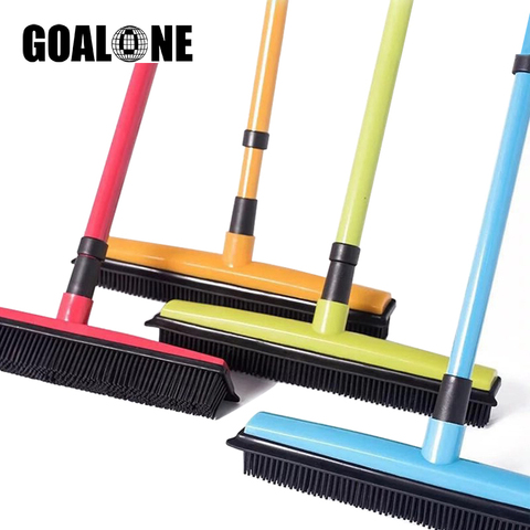 GOALONE Push Broom Soft Bristle Rubber Broom Carpet Sweeper with Squeegee Miracle Broom Pet Hair Removal Household Dust Sweeper ► Photo 1/6