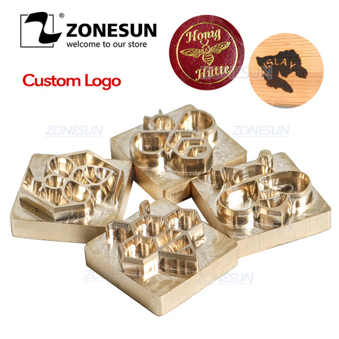 ZONESUN Customize Logo Metal Hot Brass Stamp Iron Mold Personalized Mold heating on Wood Leather Wedding Invitation DIY Gift ► Photo 1/5