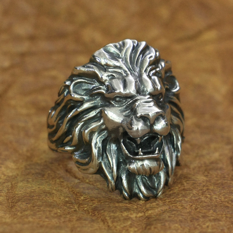 LINSION 925 Sterling Silver King of Lion Ring Mens Biker Rock Punk Ring TA191 US Size 7~15 ► Photo 1/6