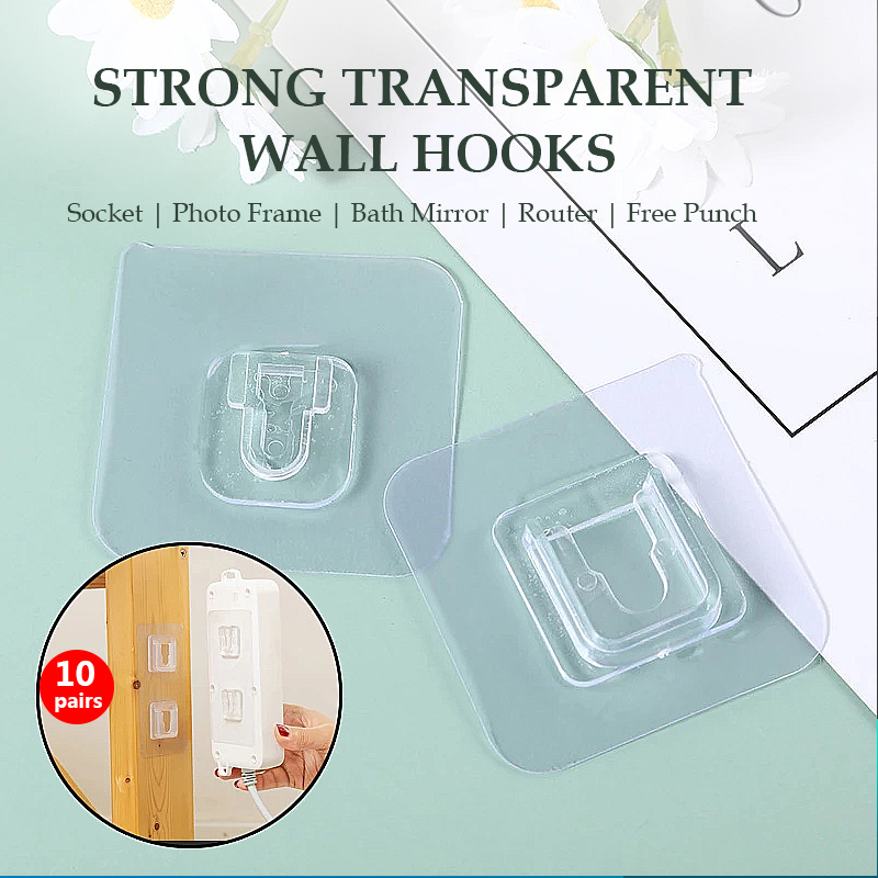 Wall Hooks Double-Sided Adhesive Hanger Strong Transparent Suction Cup Sucker 
