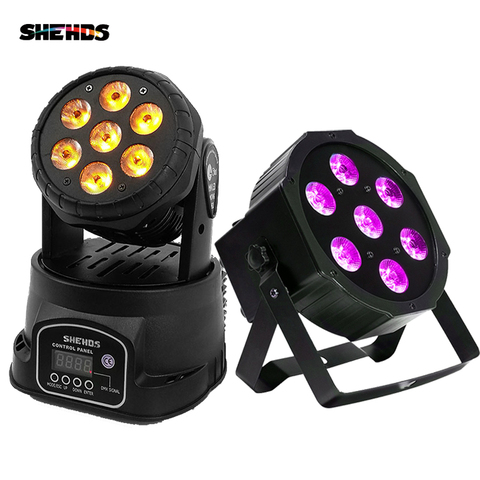 SHEHDS LED Moving Head Light Wash 7x18W RGBWA+UV DMX 12/16 Channels Stage Light For DJ Nightclub Party  Dicso Lighting Effect ► Photo 1/6