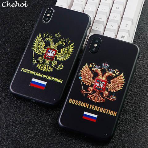 Fashion Phone Cases for iPhone 6s 7 8 Plus X XS MAX XR Coat of Arm of Russia Soft TPU Silicone Love Case Back Cover Accessories ► Photo 1/6