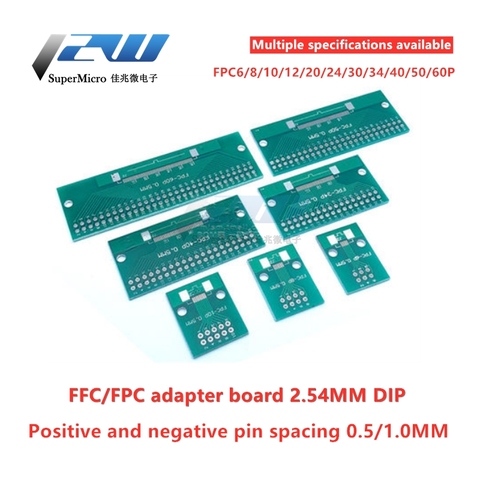 Double Side 0.5mm 1mm 6 8 10 12 20 40 50 60 Pin to DIP 2.54mm FPC/FFC SMT Adapter Socket Plate PCB Board Connector DIY KIT ► Photo 1/6