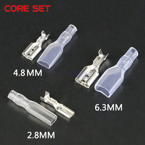100pcs/lot Female Spade Connector 2.8 /4.8 /6.3 Crimp Terminal with Insulating Sleeves For Terminals 22-16AWG ► Photo 1/6