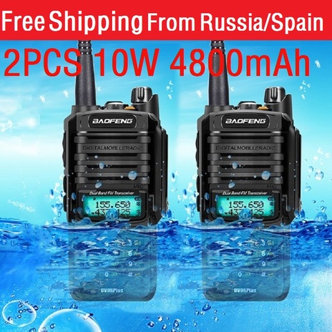 2022 new 2pcs 10W 4800mah BaoFeng UV-9R plus  two way radio VHF UHF portable cb radio Waterproof walkie talkie uv 9R plus ► Photo 1/5