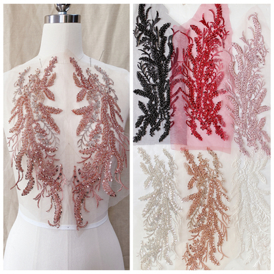 2pieces/Lot 15 Color Beaded Sequins 3D Decals Mirror Flower Lace Evening Dress Front Chest Decoration Accessories RS2492 ► Photo 1/6