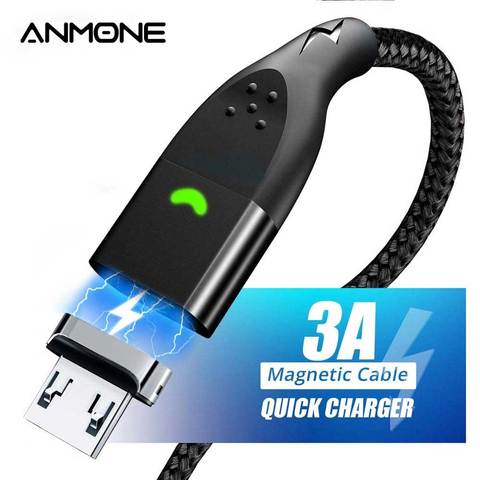 ANMONE Fast charging Micro USB Cable Magnetic Data Cord Quick Charge For Moblie Phone Magnet LED USB Cord Microusb Charging Wire ► Photo 1/6