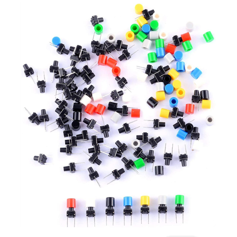 20Pcs  6*6*5 mm Switch With Color Cap Tactile Push Button Switches 6x6x5mm Middle 2 Pins ► Photo 1/6