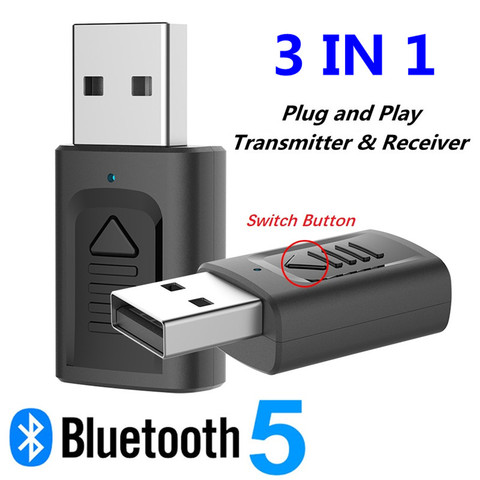 Wireless USB Bluetooth 5.0 Audio Transmitter Receiver 3in1 Adapter