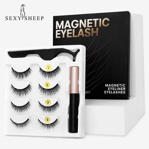 Magnetic Eyelashes 3D Mink Eyelashes Magnetic Eyeliner Waterproof  Liquid Short False Lash Lasting Handmade Eyelash Makeup Tool ► Photo 1/6