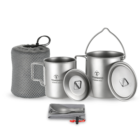 LIXADA Camping Titanium Water Mug Cookware Camping Outdoor Survival Coffee Pot Hiking Picnic Backpacking Camping Cookware Camp ► Photo 1/6