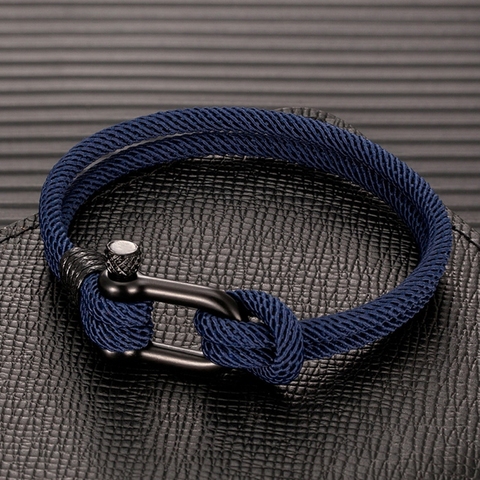 MKENDN Men U shape Survival Bracelet Outdoor Camping Rescue Emergency Rope Bracelet For Women Black Stainless Steel Sport Buckle ► Photo 1/6