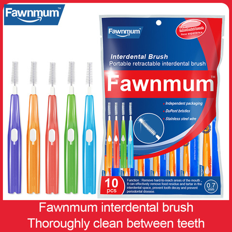 Fawnmum 0.6-1.2mm Interdental Brush Push-Pull Toothpicks Clean Teeth Brushes Braces Dental tool orthodontic I-shape Toothbrush ► Photo 1/6